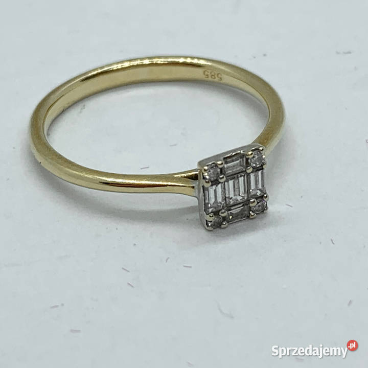 Złoty PIERŚCIONEK damski 14K cudowne DIAMENTY złote mazowieckie Warszawa