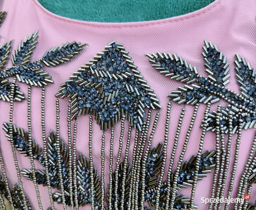 Różowy crop top bluzka L 40 XL 42 róż cekiny Szczecin