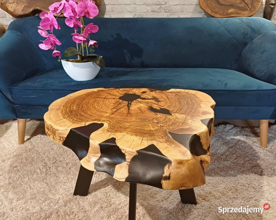 Stolik kawowy 64x56 live edge plaster drewna Meble Śrem sprzedam