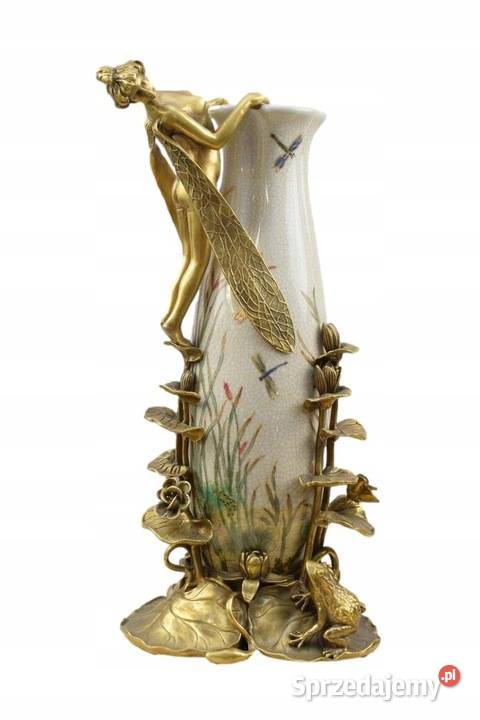 PORCELANOWY WAZON WAZA BRĄZ ELF I CALINECZKA Wazony Kraków