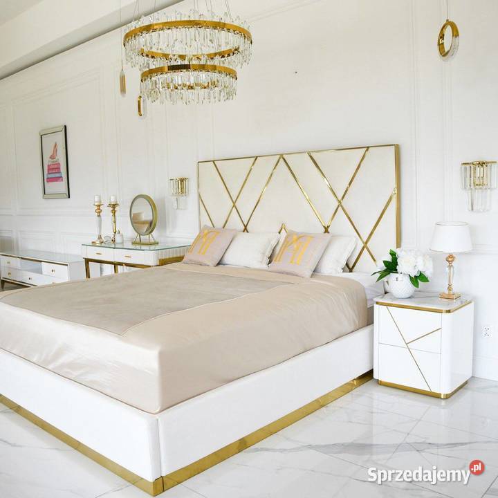ŁÓŻKO IMPERIAL Glamour 180x200 Białe Welwet Łóżka Warszawa sprzedam