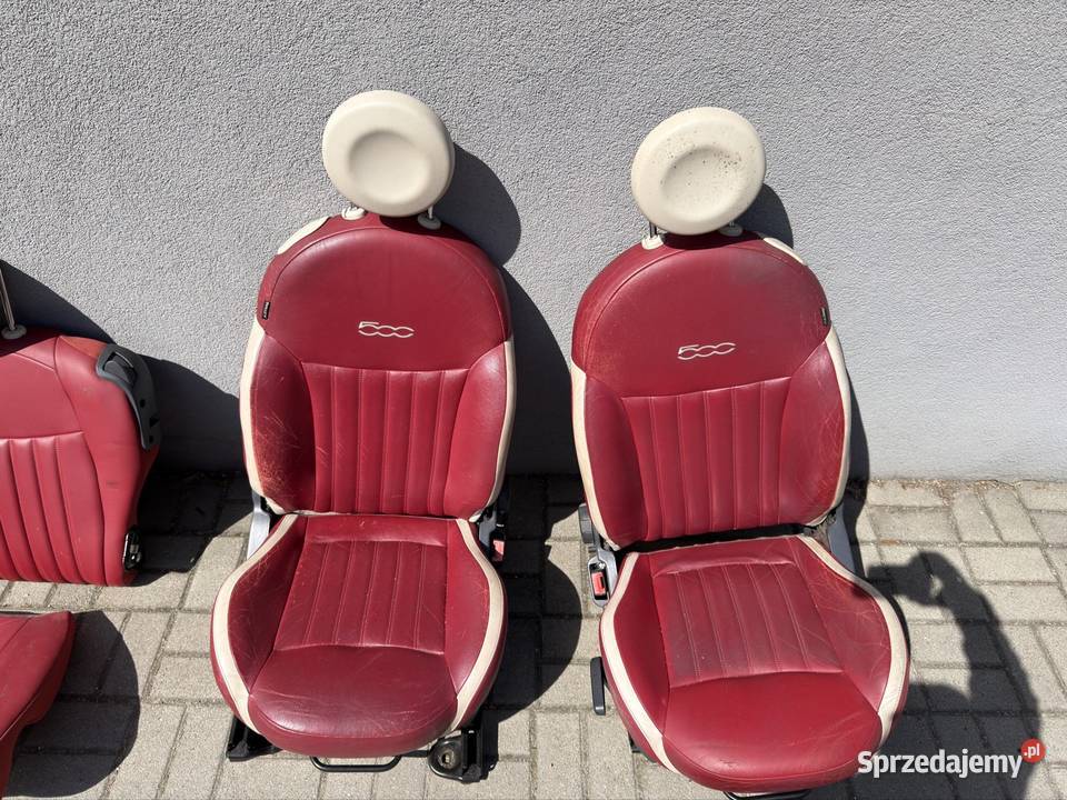 Fiat 500 cabrio fotele skóra czerwone