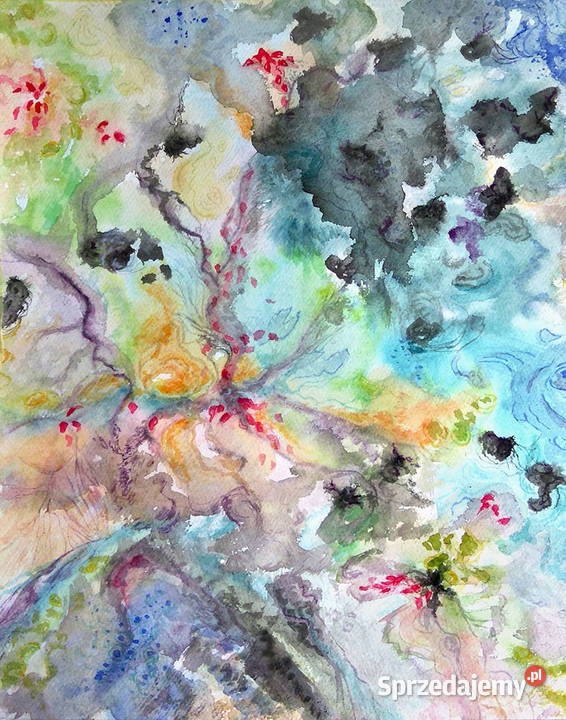 Abstrakcja 37x30 akwarela obraz akwarelowy dolnośląskie Świerzawa