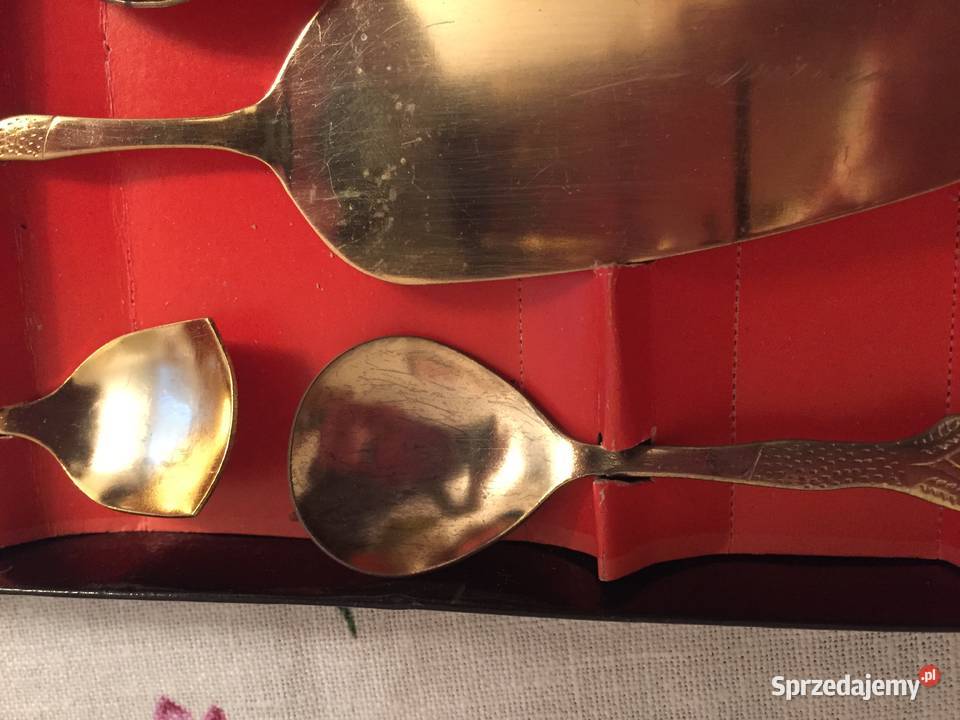 Komplet sztućców do kawy NRD pozłacane odcienie żółtego Wyposażenie wnętrz