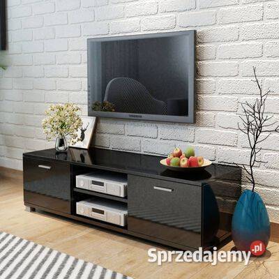 Szafka pod TV na wysoki połysk czarna 140x405x35 Warszawa