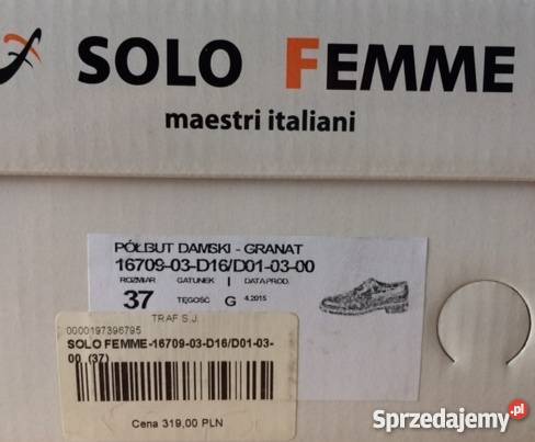 Buty damskie Oxfordy Solo Femme nowe 25cm