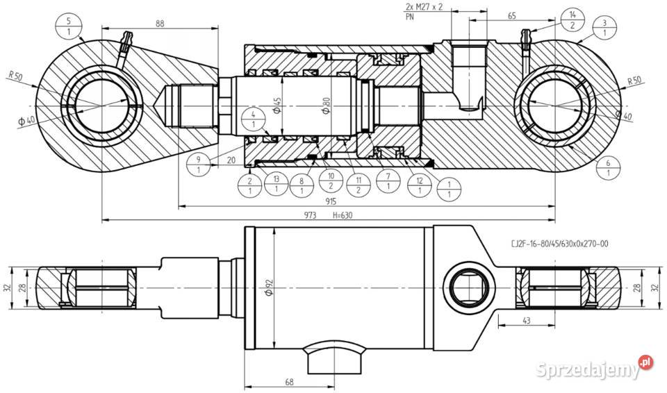 SIŁOWNIK HYDRAULICZNY TŁOK TUR CYKLOP 80 45 630