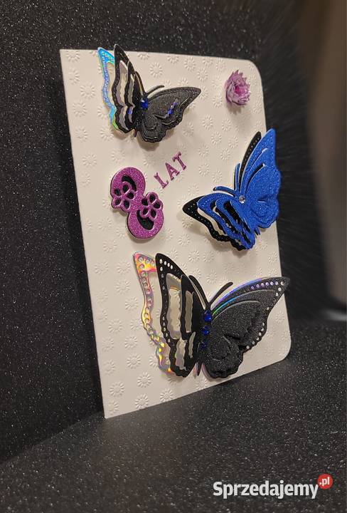 Kartka urodzinowa niej handmade z motylkami