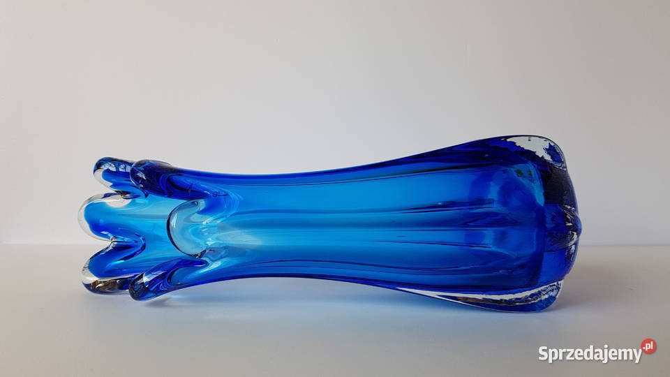 Szklany wazon kolorowe szkło vintage PRL śląskie Dąbrowa Górnicza