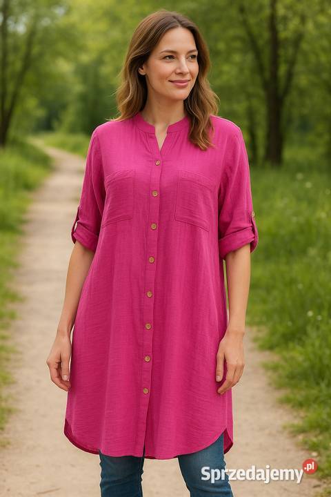 Elegancka koszula damska bawełna róż 4244 biust łódzkie Wieluń