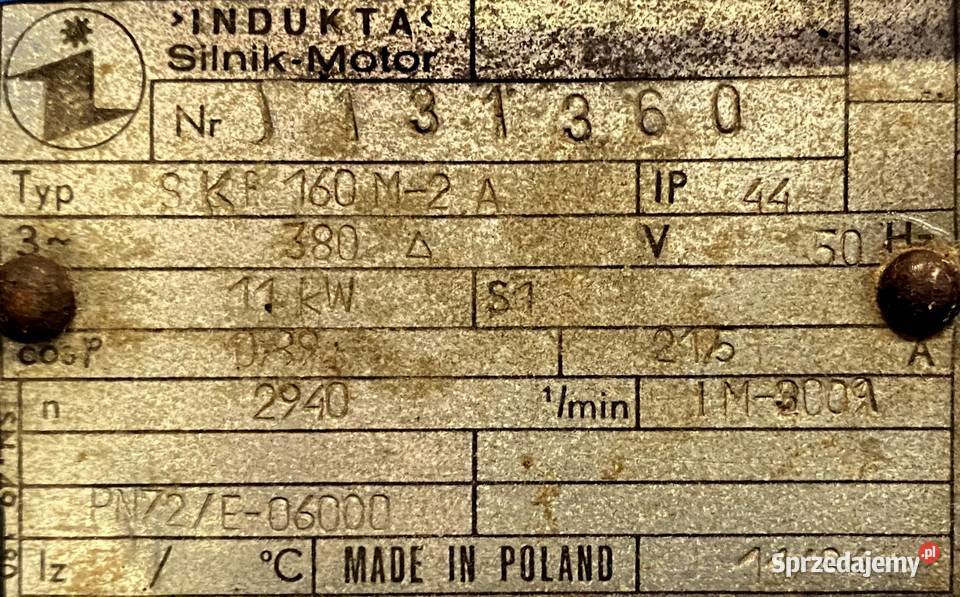 silnik elektryczny 11kW 2940obr 3fazowy INDUKTA Pigża