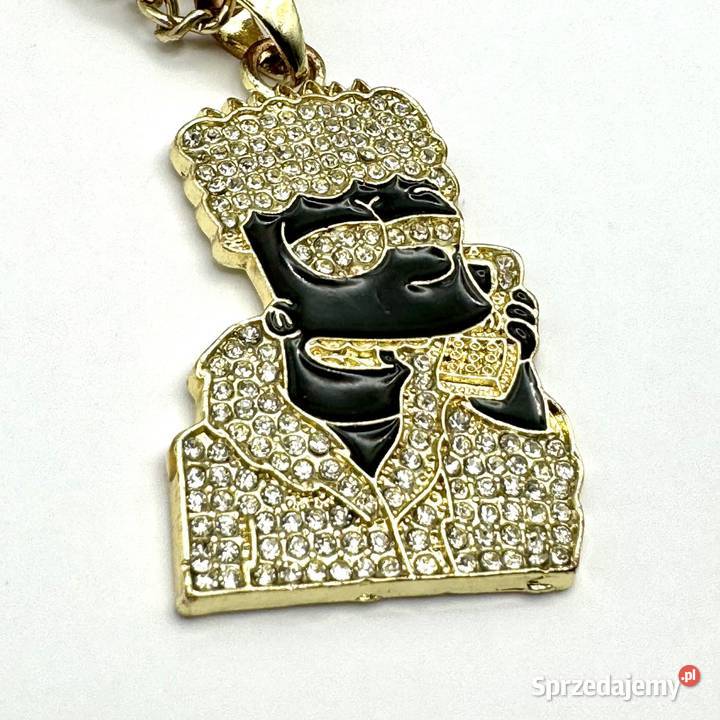 Złoty łańcuszek zawieszka Bart Simpson chain z