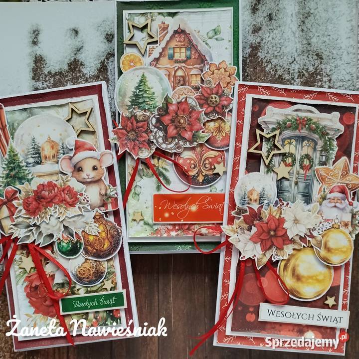 Kartka świąteczna hand made z kopertą Rękodzieło Mszana Dolna