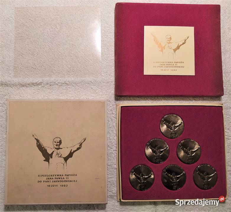 Złocone medale z II PIELGRZYMKI JP II do Polski Mędłów