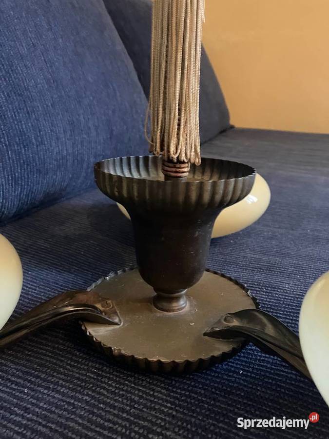 Piękna stara wisząca lampa art deco mosiądz lata Nisko