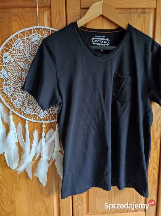 koszulka bluzka tshirt bawełniany kieszeń dekolt Wiązana na szyi