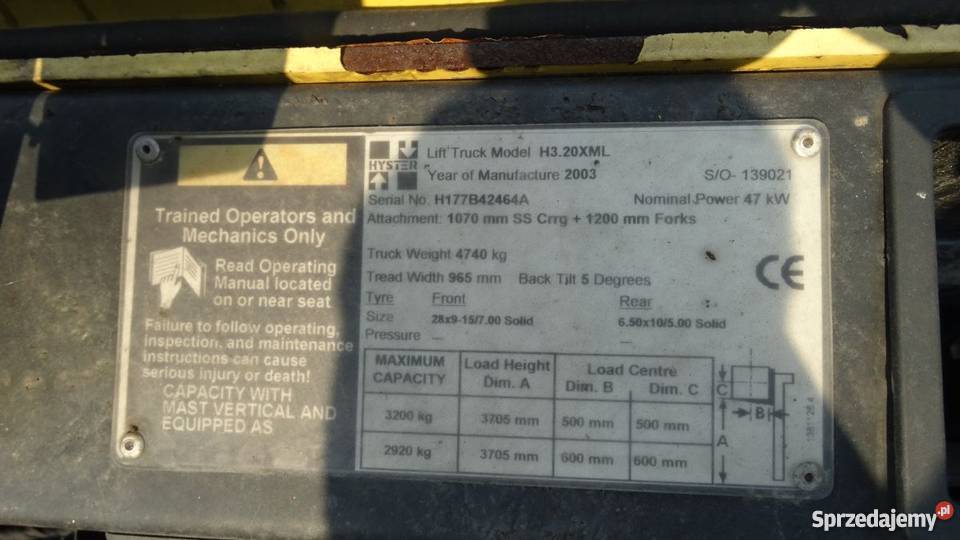 Wózek widłowy Hyster H320 XML 2003 Silnik GM do Kraków