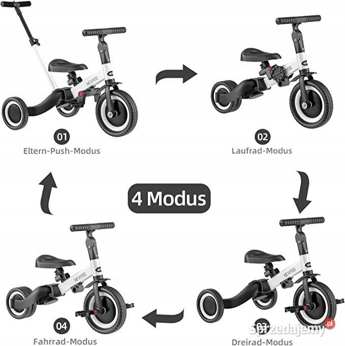Rower trójkołowy NewYoo 5in1 Biały Czarny Książ Wielkopolski