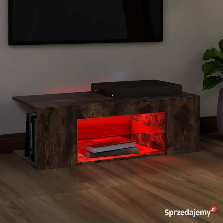Szafka pod TV z oświetleniem LED przydymiony dąb mazowieckie