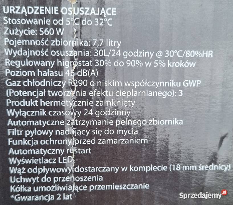 Osuszacz powietrza Pochłaniacz wilgoci nie Kutno