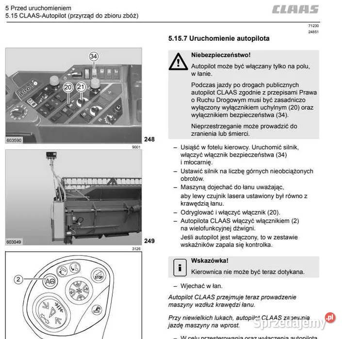 Instrukcja obsługi Claas Lexion 510 520 530 540 łódzkie Zduńska Wola sprzedam