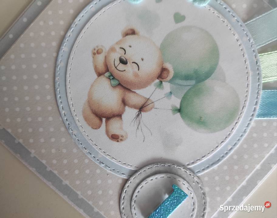 Kartka na roczek urodziny ręcznie robiona z