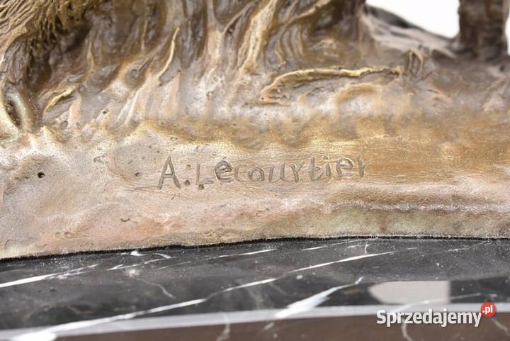 Atak Psów Na Dzika Myśliwska Figura Rzeźba z Kraków