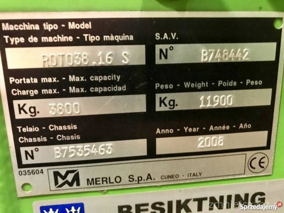 Ładowarka Merlo Roto 3816 S 2008 kosz IGŁA Rok produkcji 2008 Starogard Gdański