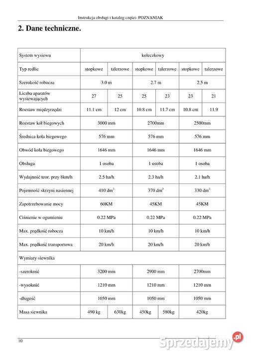 Instrukcja obsługi i katalog Poznaniak 30m 27m