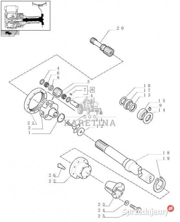 Holland T6010 T6070 Wałek koła 87516450 Jastrzębniki