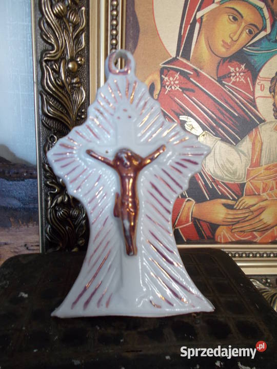 Przedwojenny Krzyżyk Porcelanowy Unikalny Porcelana i szkło Szczecin