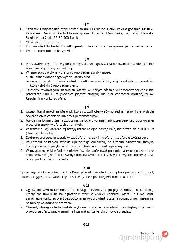 Syndyk sprzeda udział 5112 nieruchomości we wsi Zboże