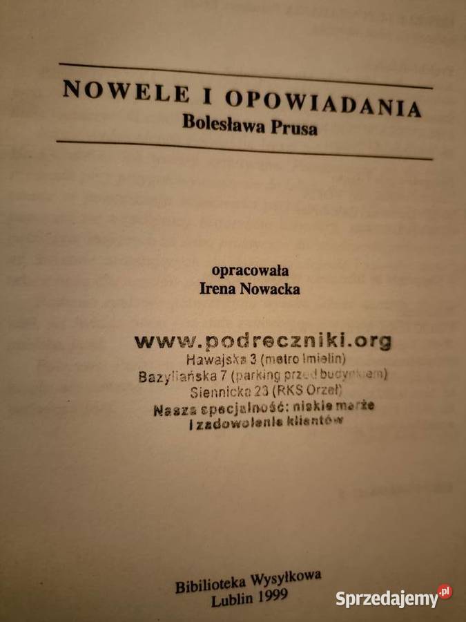 Nowele Opowiadania Prusa analizy lektury szkolne Warszawa