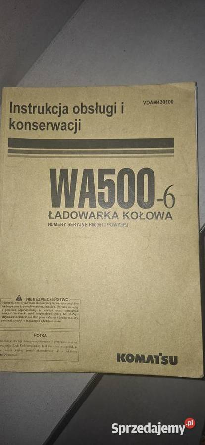 Instrukcja obsługi Komatsu WA5006 Oryginalna wielkopolskie Swarzędz