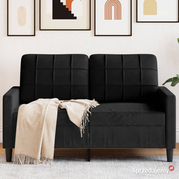 Sofa 2osobowa czarna 120 tapicerowana aksamitem Warszawa sprzedam