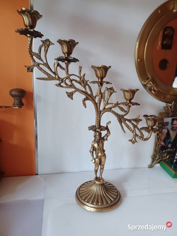 Świecznik figuralny Mosiądz Poznań