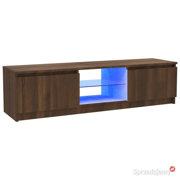 Szafka pod TV z LED brązowy dąb 120x30x355