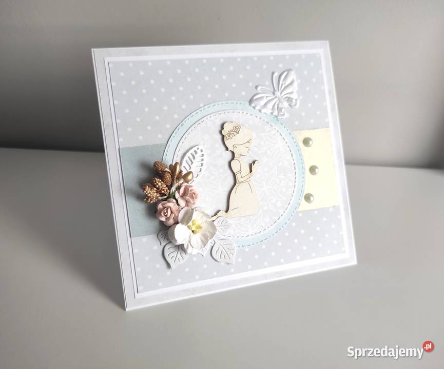 Kartka ręcznie robiona Komunia Święta handmade Antyki, Sztuka, Kolekcje