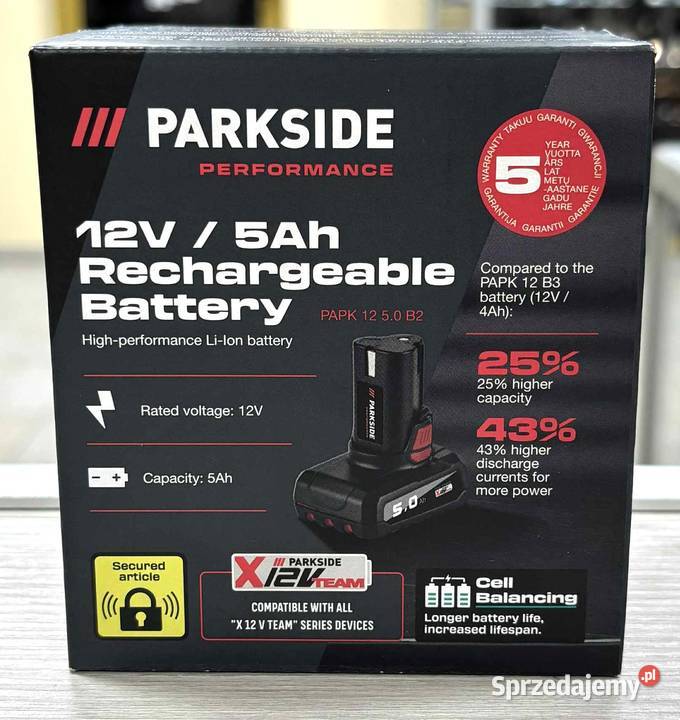 Bateria Parkside 5AHU 12V warmińsko-mazurskie