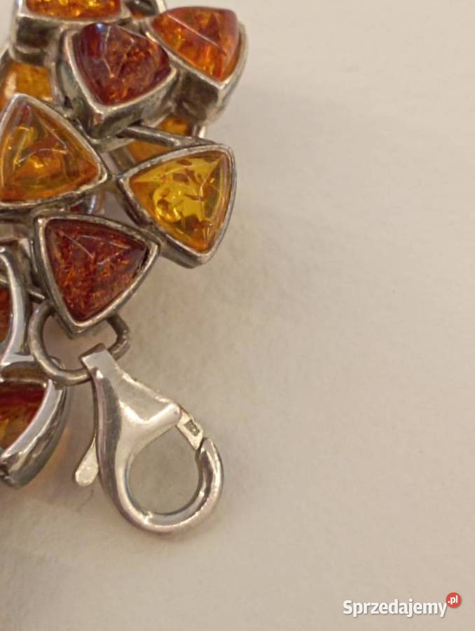 bransoleta ze srebra z bursztynami srebro
