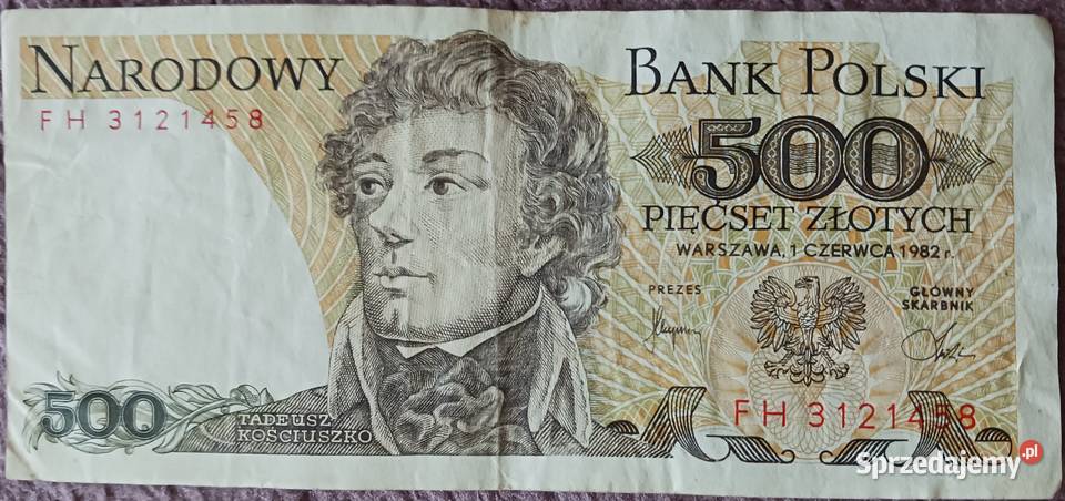 500 T Kościuszko seria FH 1VI1982 r Konin sprzedam