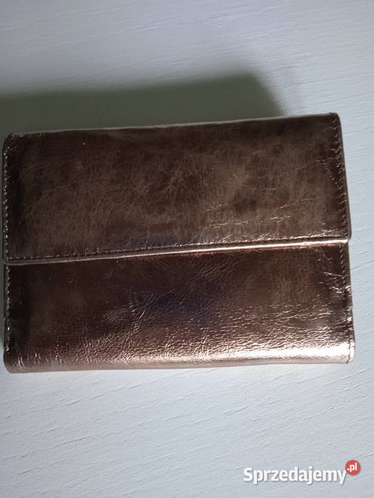 MARKOWY DAMSKI PORTFEL SKÓRZANY STARE ZŁOTO Piła