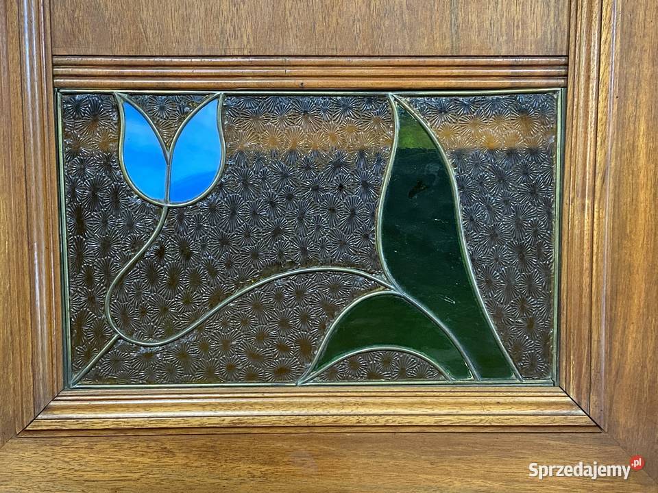 Kredens secesyjny witraże rzeźbienia antyk Budno