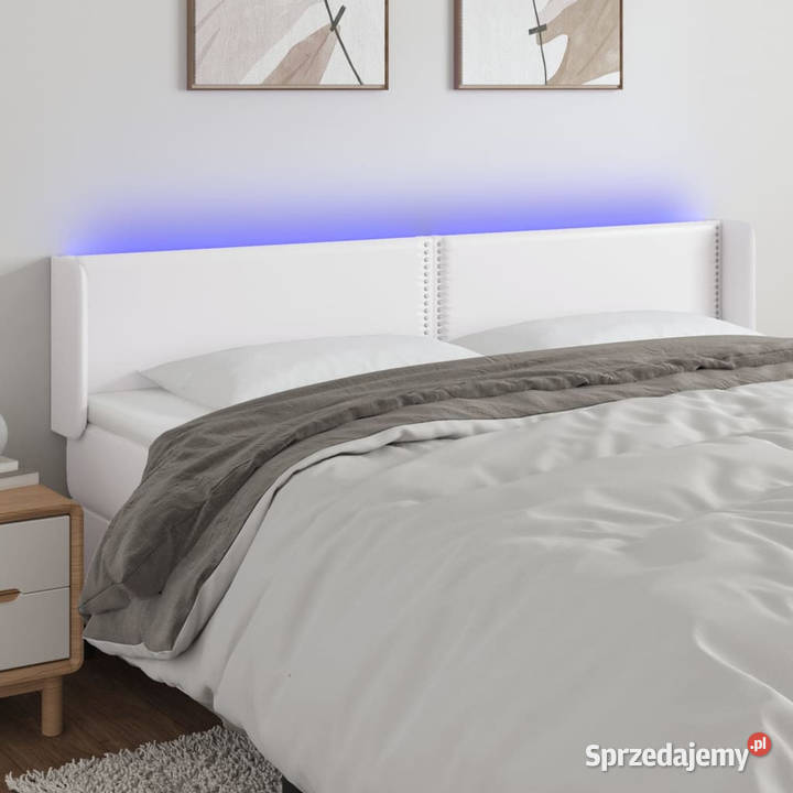 Zagłówek do łóżka z LED biały 163x16x7888 Warszawa