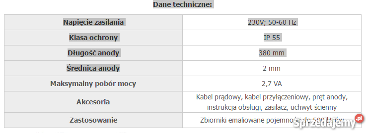 ANODA TYTANOWA AKTYWNA 380mm EMMETI DOSTAWA kujawsko-pomorskie Toruń sprzedam