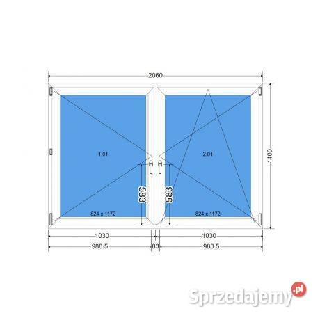 Okno 2060 x 1400 Dwuskrzydłowe Wrocław