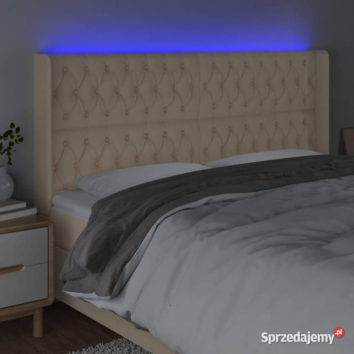 Zagłówek do łóżka z LED kremowy 183x16x118128 mazowieckie sprzedam