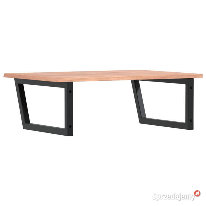 Półka ścienna pod umywalkę stal i lite drewno