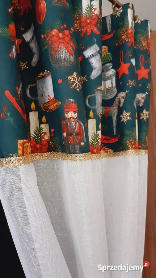Firanki zasłonki butelkowa zieleń dziadek do Firany sprzedam