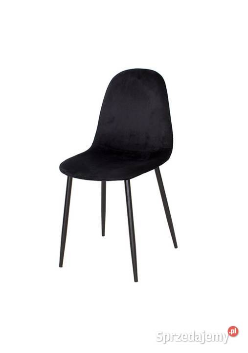 Krzesło czarne welurowe na czarnych nogach